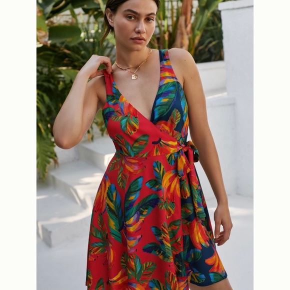 FARM Rio Multicolor Tropical Wrap Dress - Picture 1 of 3